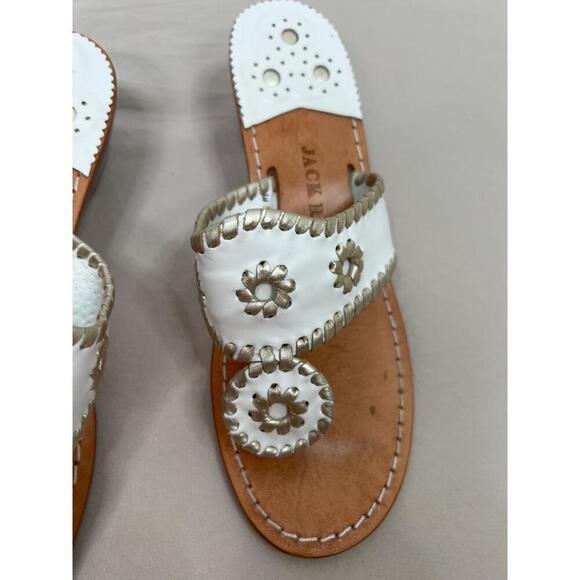 Jack Rogers Sandals Size 7M White Leather Thong SlipOn Low Wedge Classic - Picture 4 of 11